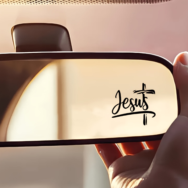 Car Accessories Nz - Jesus Cross Car Rearview Mirror Vinyl