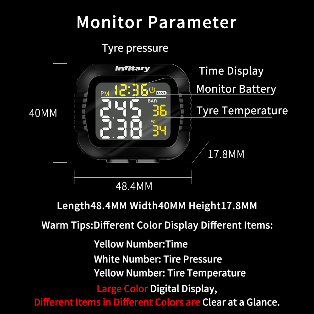 Infitary Motorcycle TPMS Tire  - Tire Pressure Monitor review and price