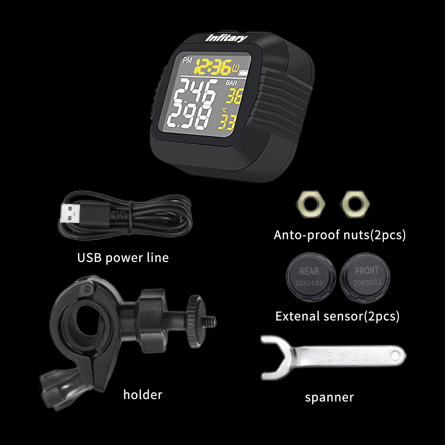 Infitary Motorcycle TPMS Tire  - Tire Pressure Monitor review and price